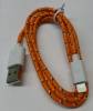 USB Lightning String Cable for iPhone 5S/ 5C /5 /iPad mini /iPad 4 /iPad Air ios 8 Compatible 1m Orange (OEM) (BULK)